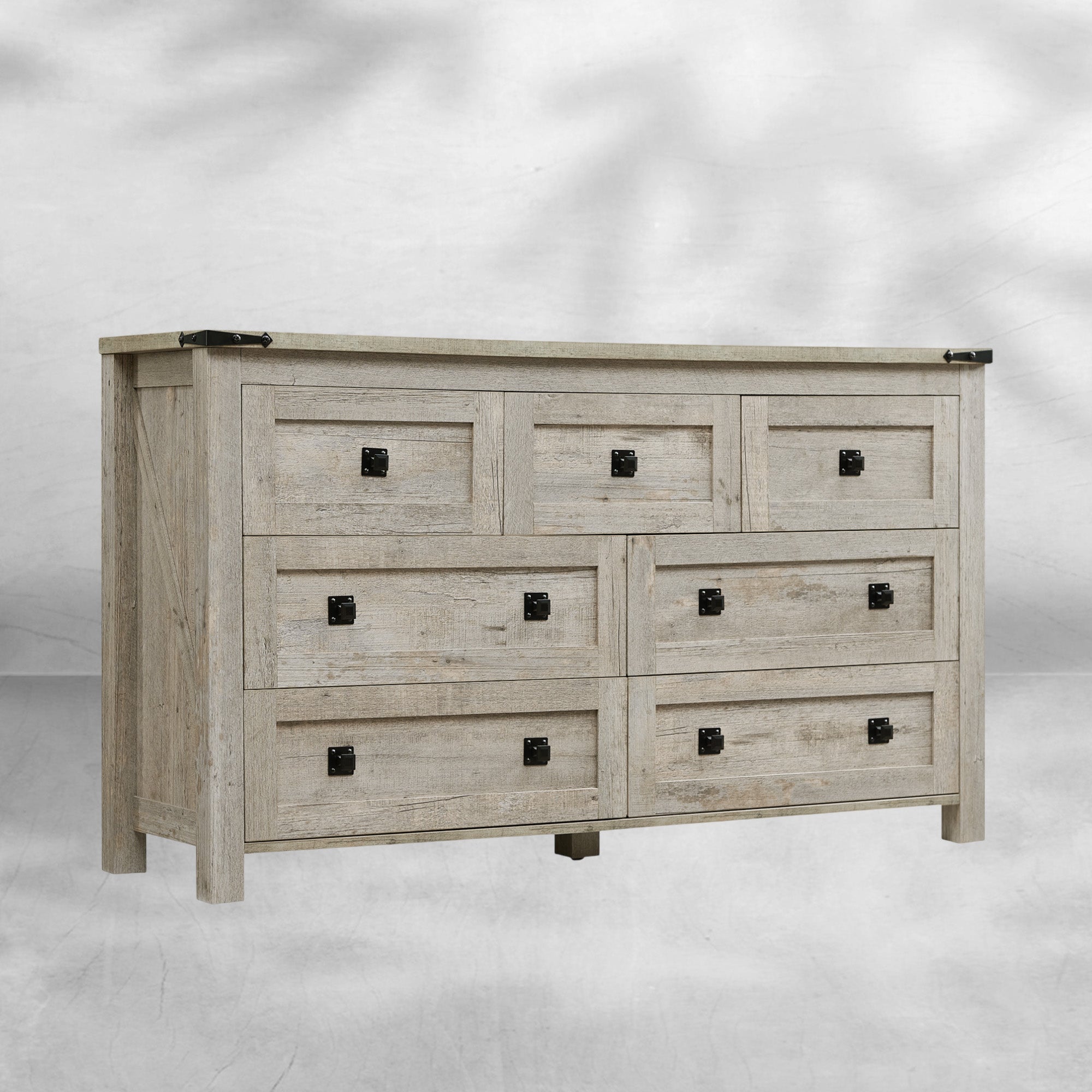Farmhouse Antique White 7-Drawer Dresser, TV Stand, Organizer