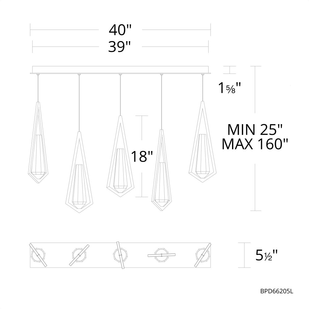 Devotee Linear Chandelier 5 Light