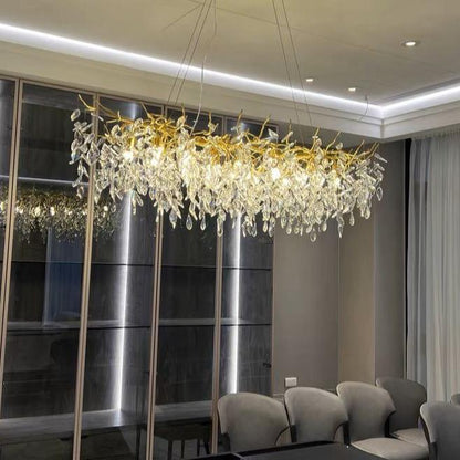 French Style Crystal Leaves Branch Chandelier