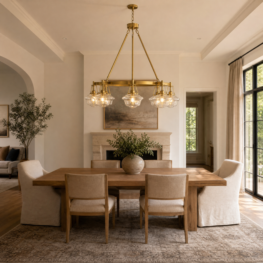 Bubble Glass 8-Light Round Pendant D1000