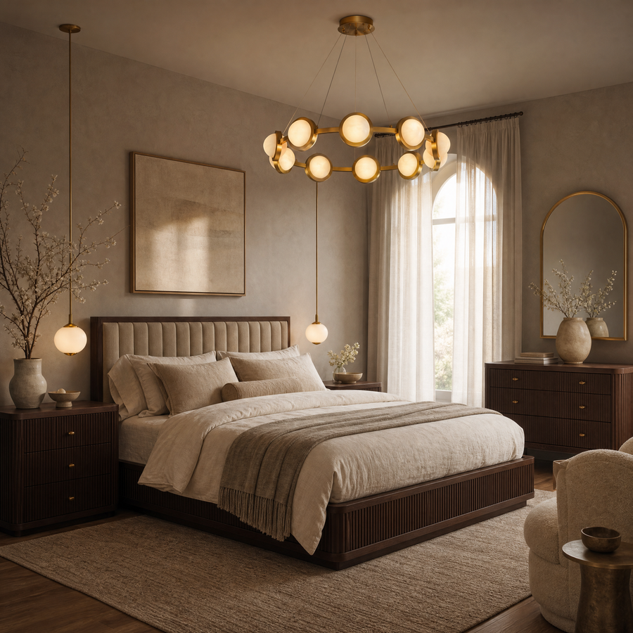 Catena Modern Alabaster Ring Chandelier