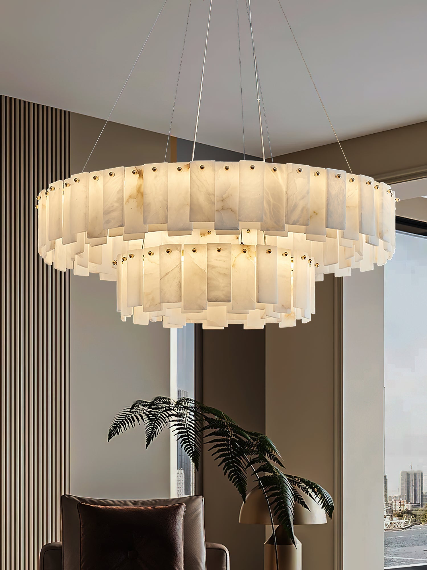 Celestial Alabaster Round Chandelier