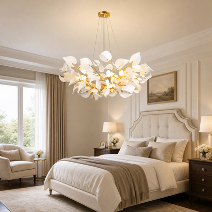 Ceramic Heart-shaped Blade L1500 Pendant Light for Dining - Copper Color 12-Light Sources
