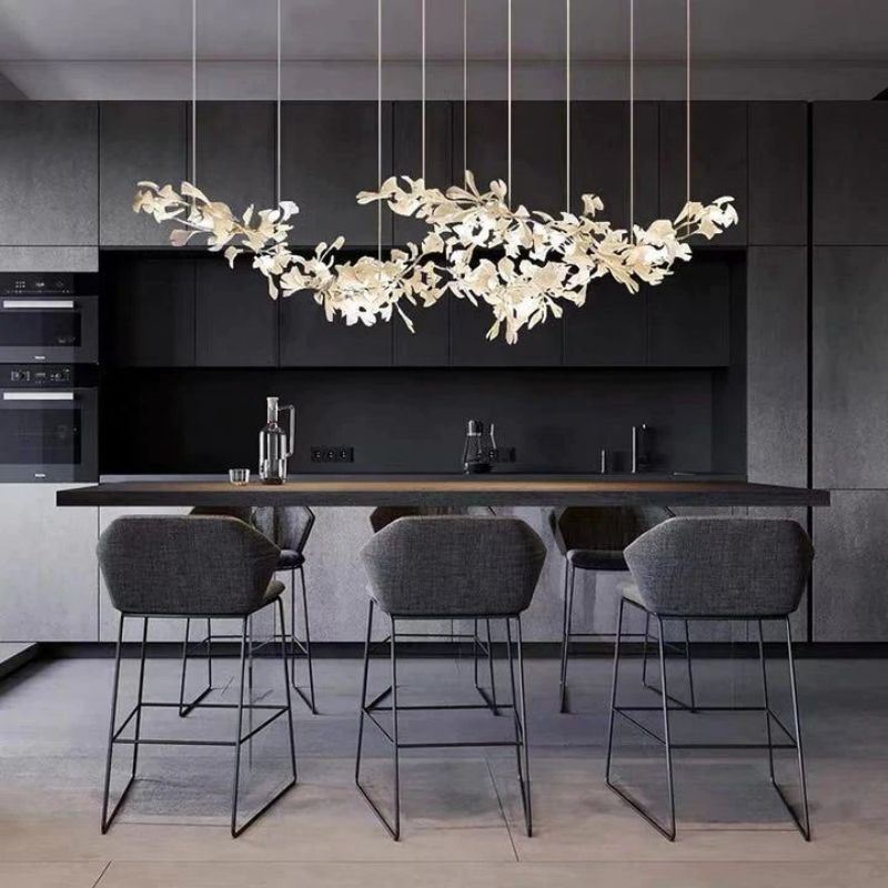 Gliss Ceramic Ginkgo Modern Chandelier for Living Room Bedroom Dining Room