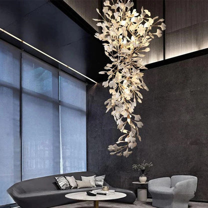 Extra Large Ceramics Ginkgo Leaves Twig Chandelier for High Ceiling Living Room/Hotel Hall