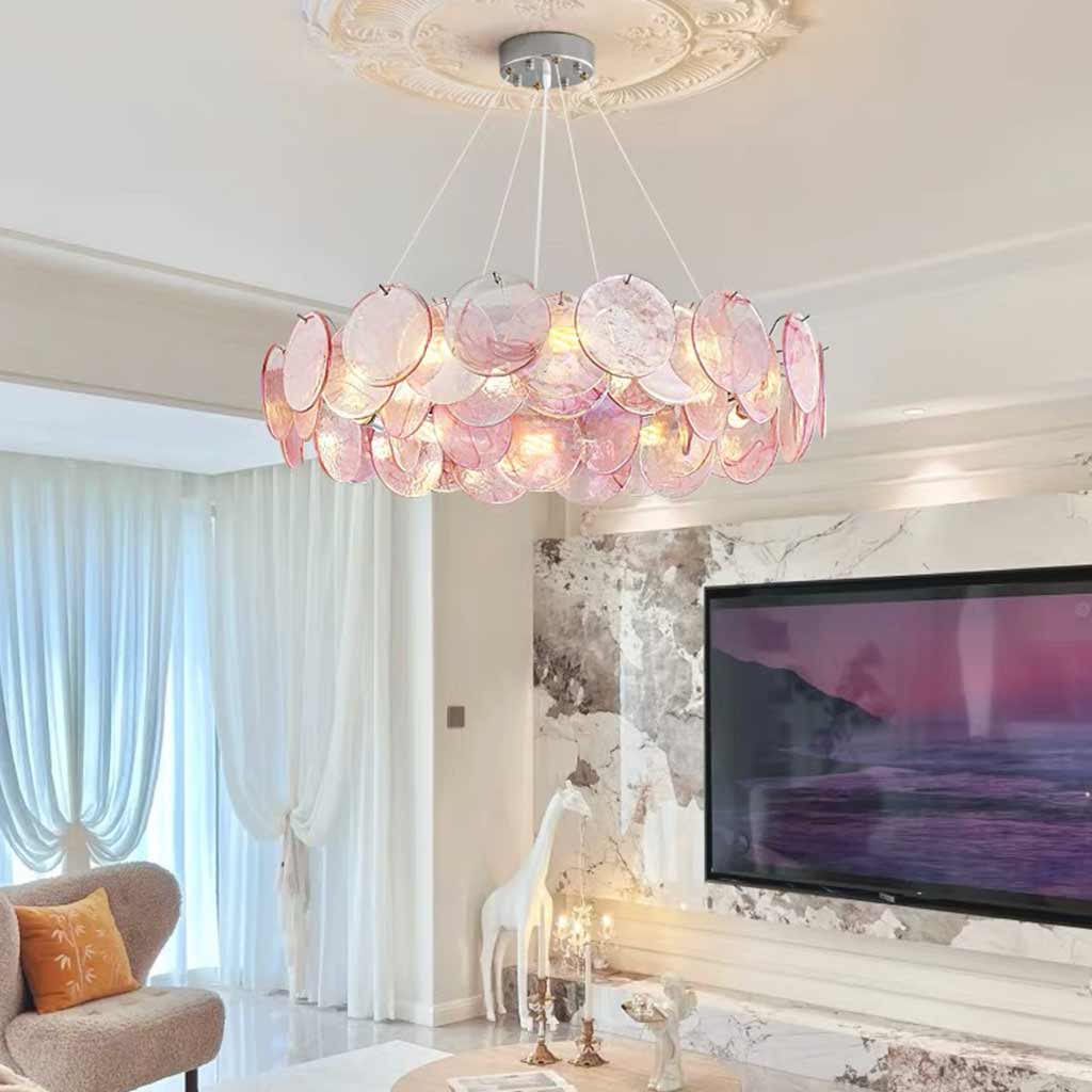Murano Glass Disc Chandelier 35.4"