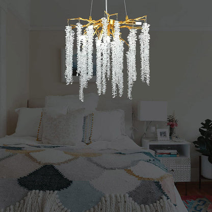 Doris White Crystal Branch Chandelier 20.5"D