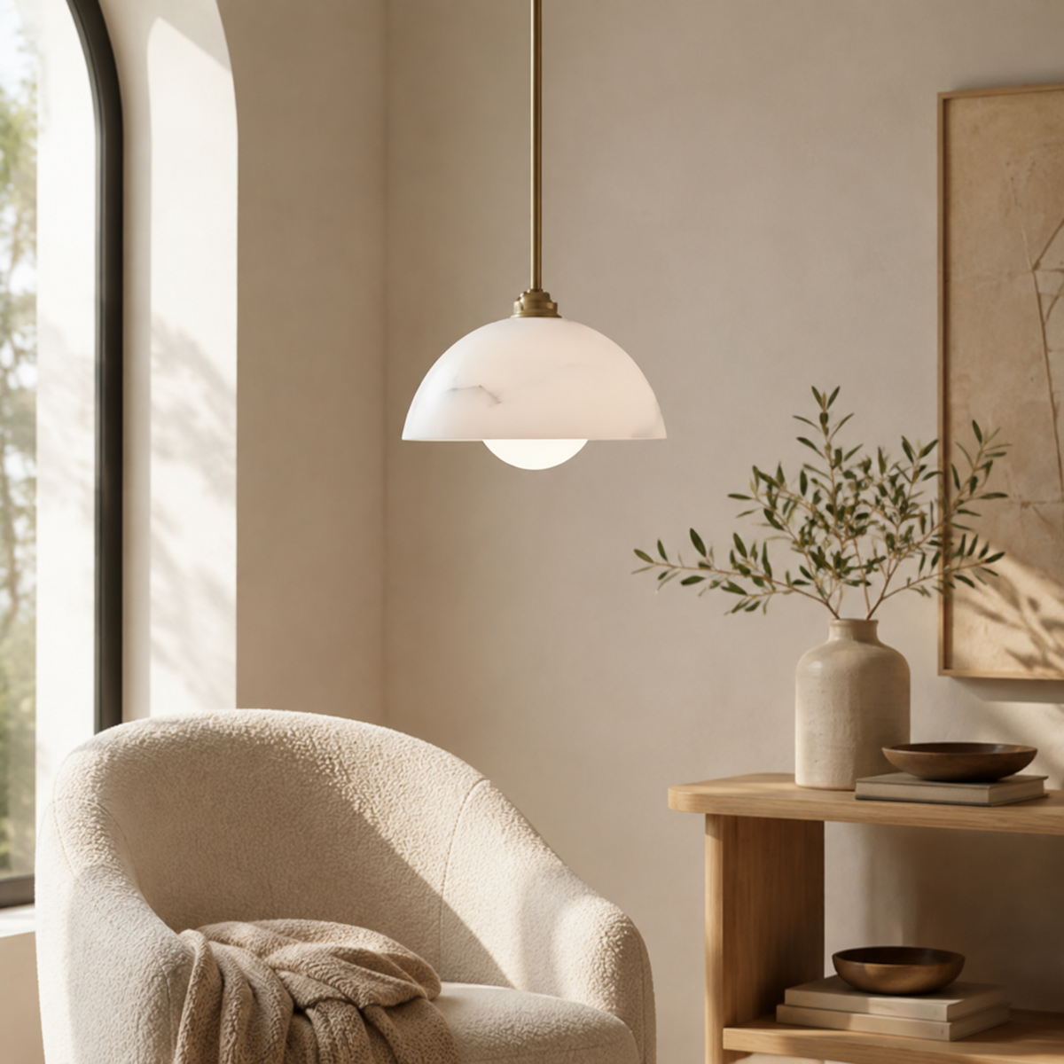 Celestine Vintage Marble Dome Mini Pendant Light 11.8"