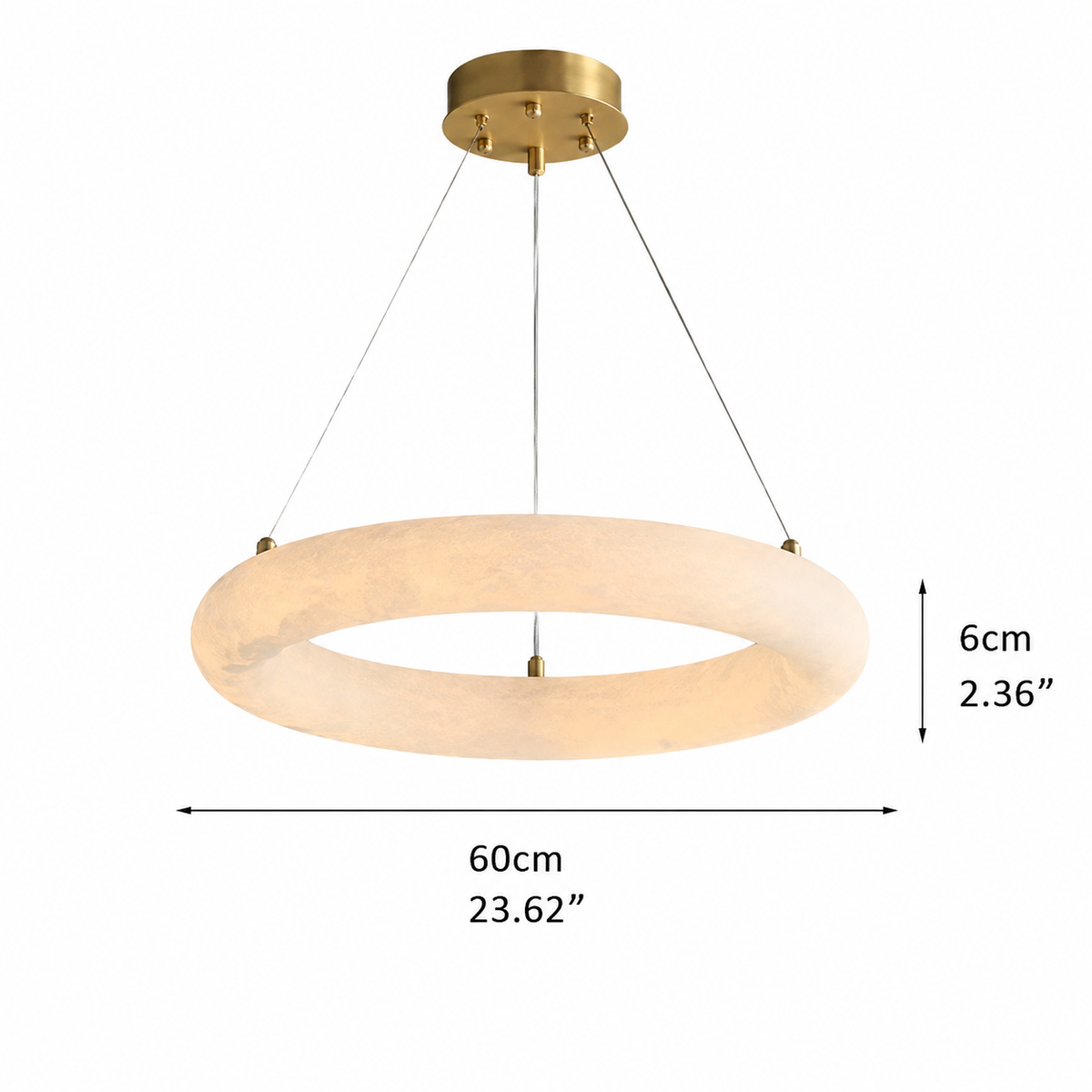 Orbisara Spanish Alabaster Minimalist Ring Pendant 23.6" 31.5"