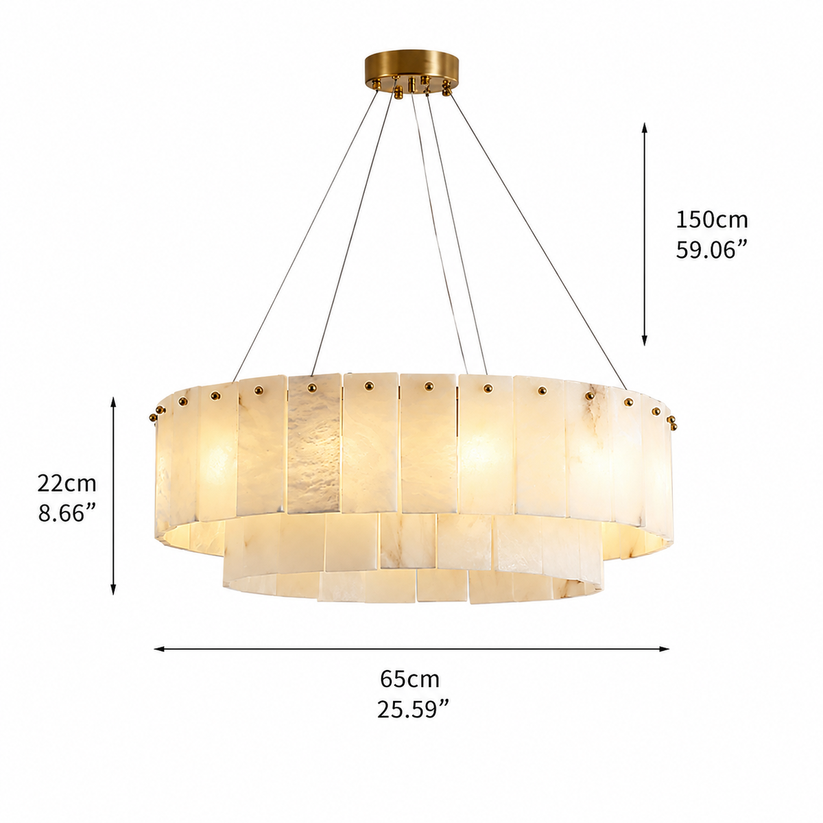 Solenne Spanish Alabaster Tiered Chandelier 23.6" 31.5" 39.4"