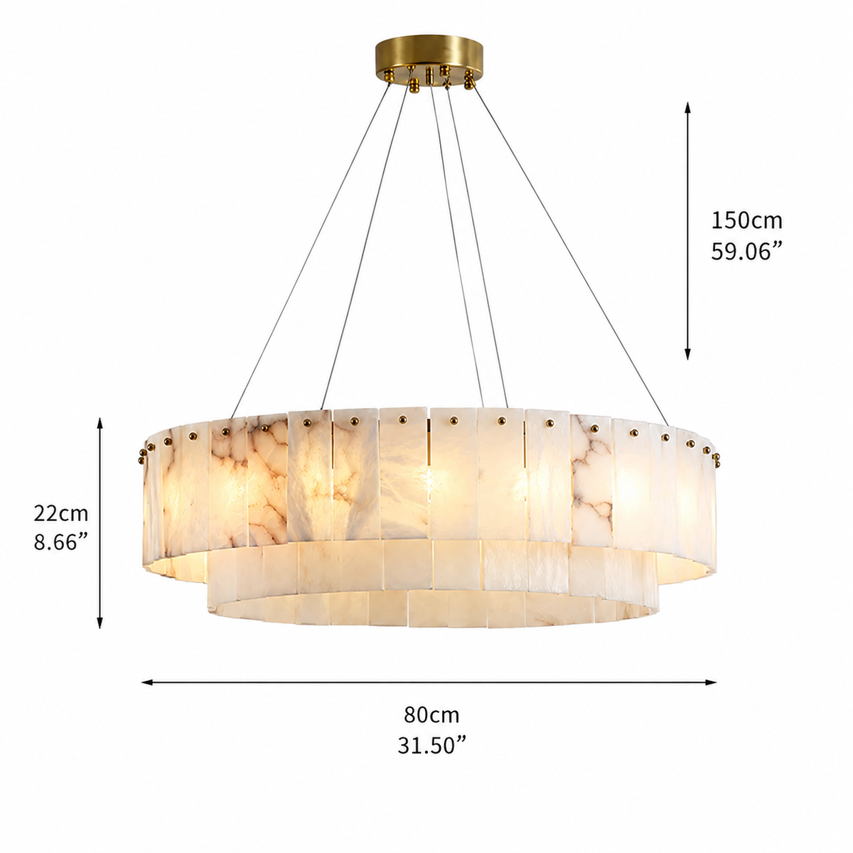 Solenne Spanish Alabaster Tiered Chandelier 23.6" 31.5" 39.4"