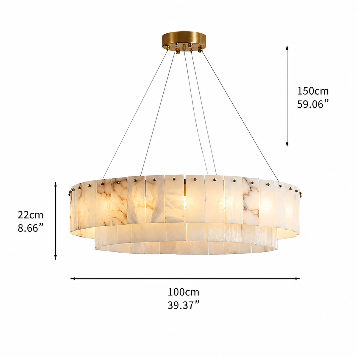 Solenne Spanish Alabaster Tiered Chandelier 23.6" 31.5" 39.4"