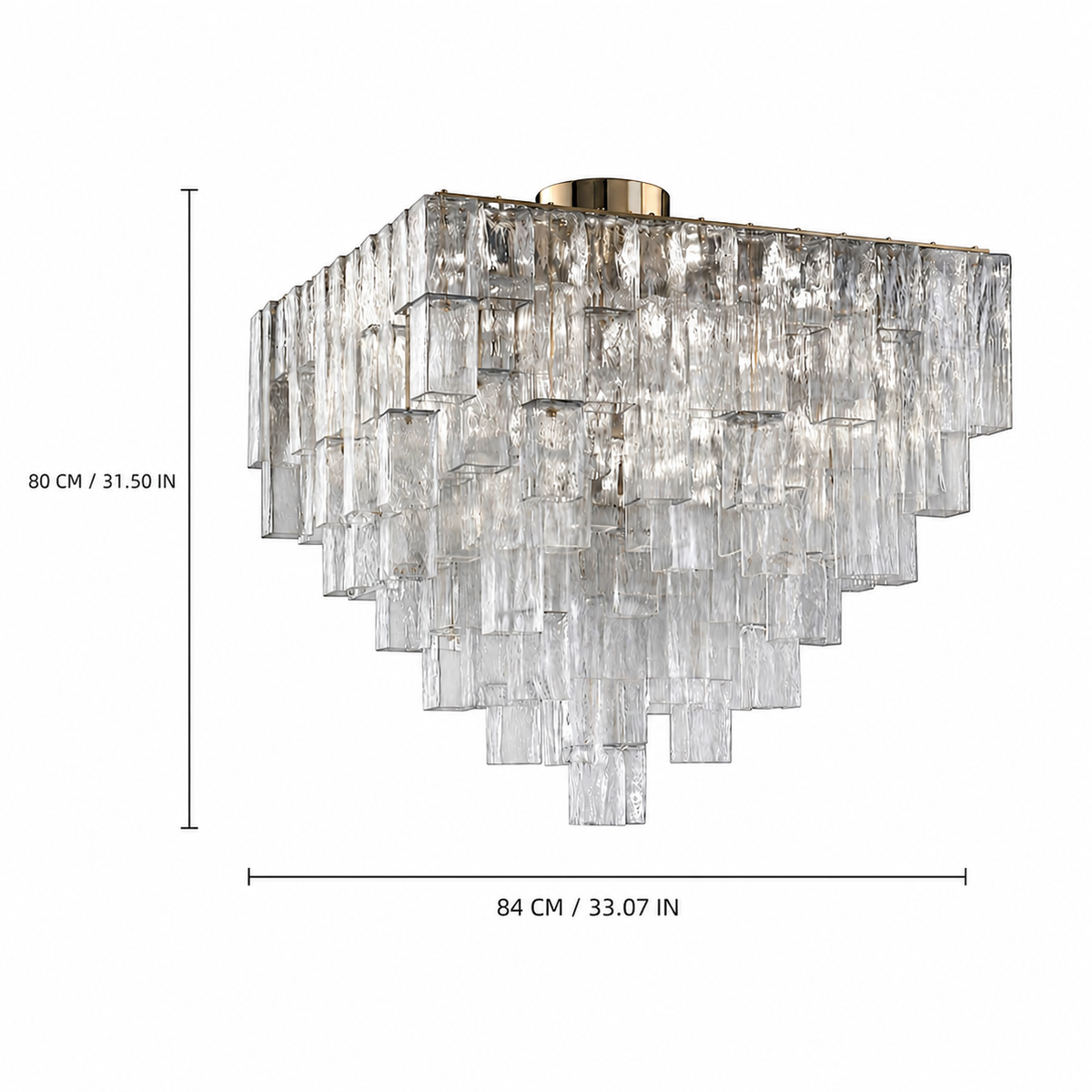 Crystara Art Deco Glass Flush Mount Chandelier