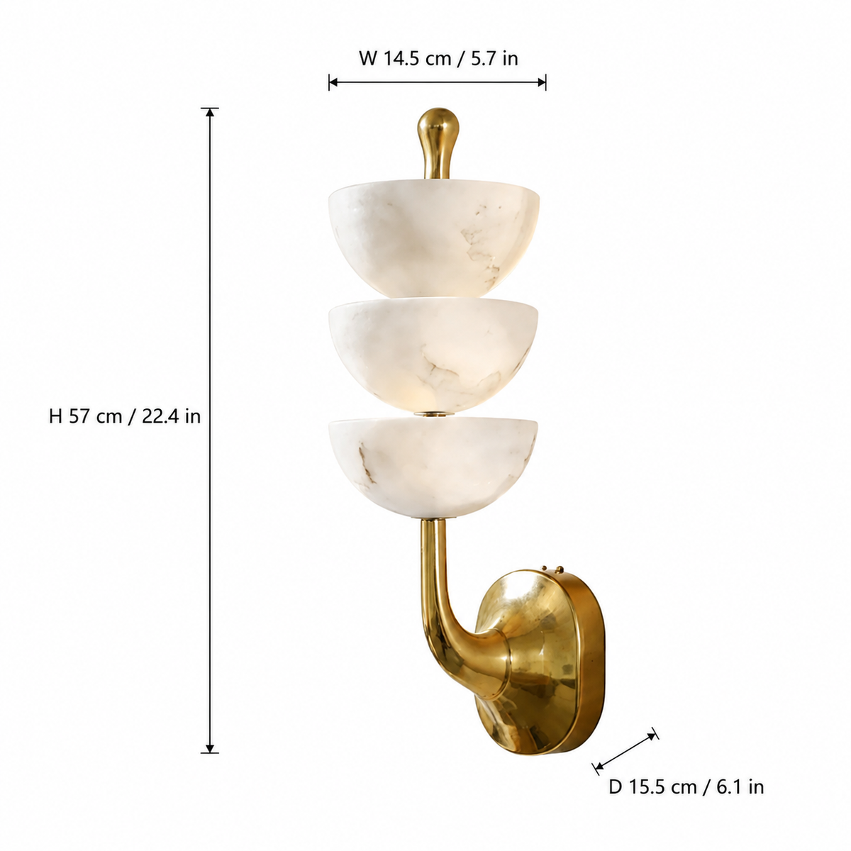 Calista Spanish Alabaster Mid-Century Modern Wall Sconce 22.4"