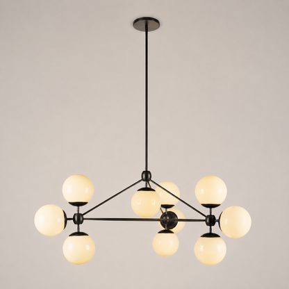 Modo 3-Sided 10-Globe Glass Chandelier 37"