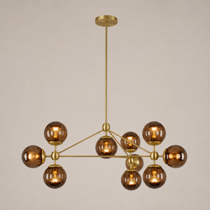 Modo 3-Sided 10-Globe Glass Chandelier 37"