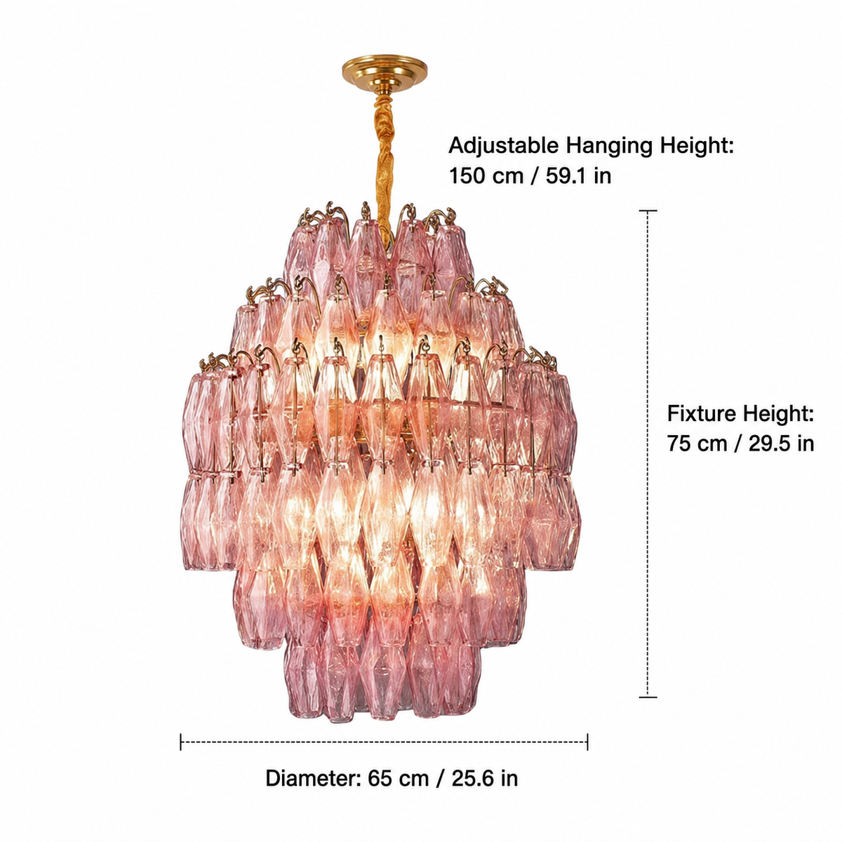 Virelle Cascade Artisan Murano Chandelier 21.7" 25.6"
