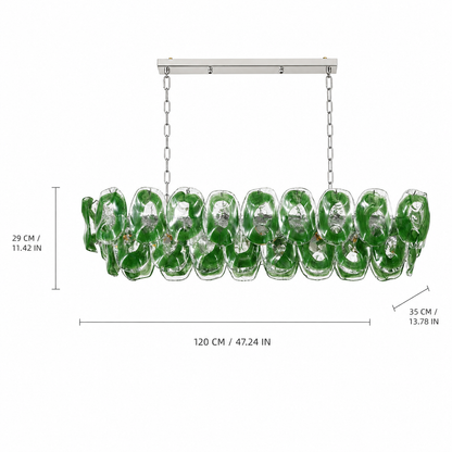 Verdalia Sculptural Green Glass Linear Chandelier 39.4" 47.2"
