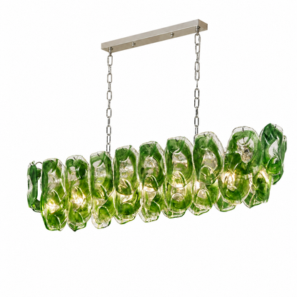 Verdalia Sculptural Green Glass Linear Chandelier 39.4" 47.2"