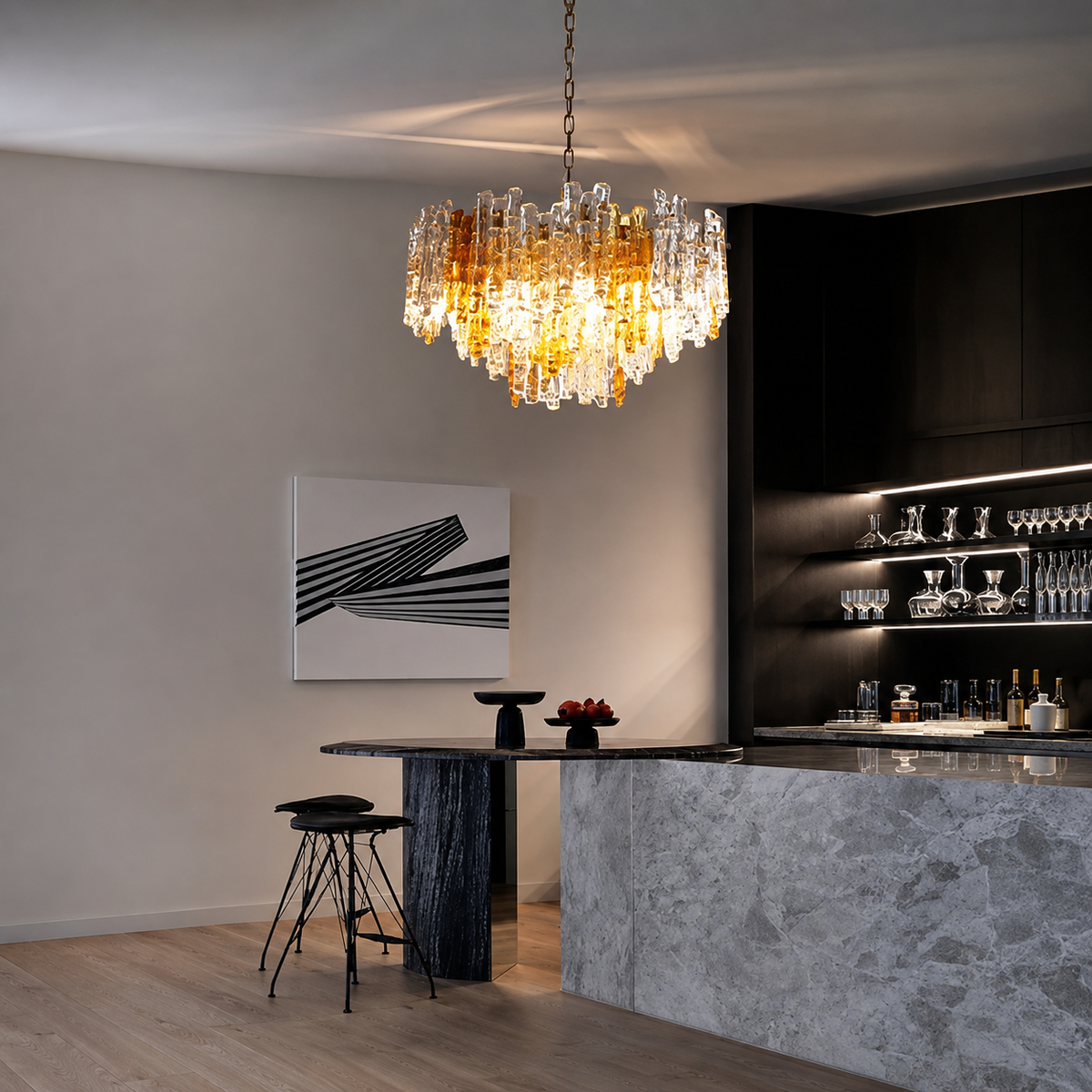 Glacier Ember Artisan Murano Chandelier
