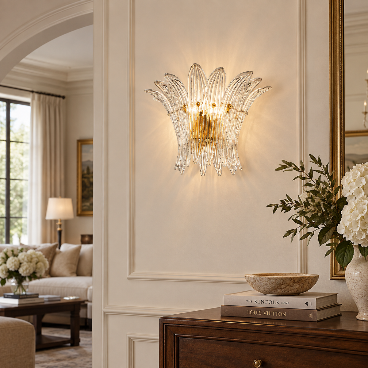 Celestia Sculptural Floral Glass Wall Sconce 9.8"