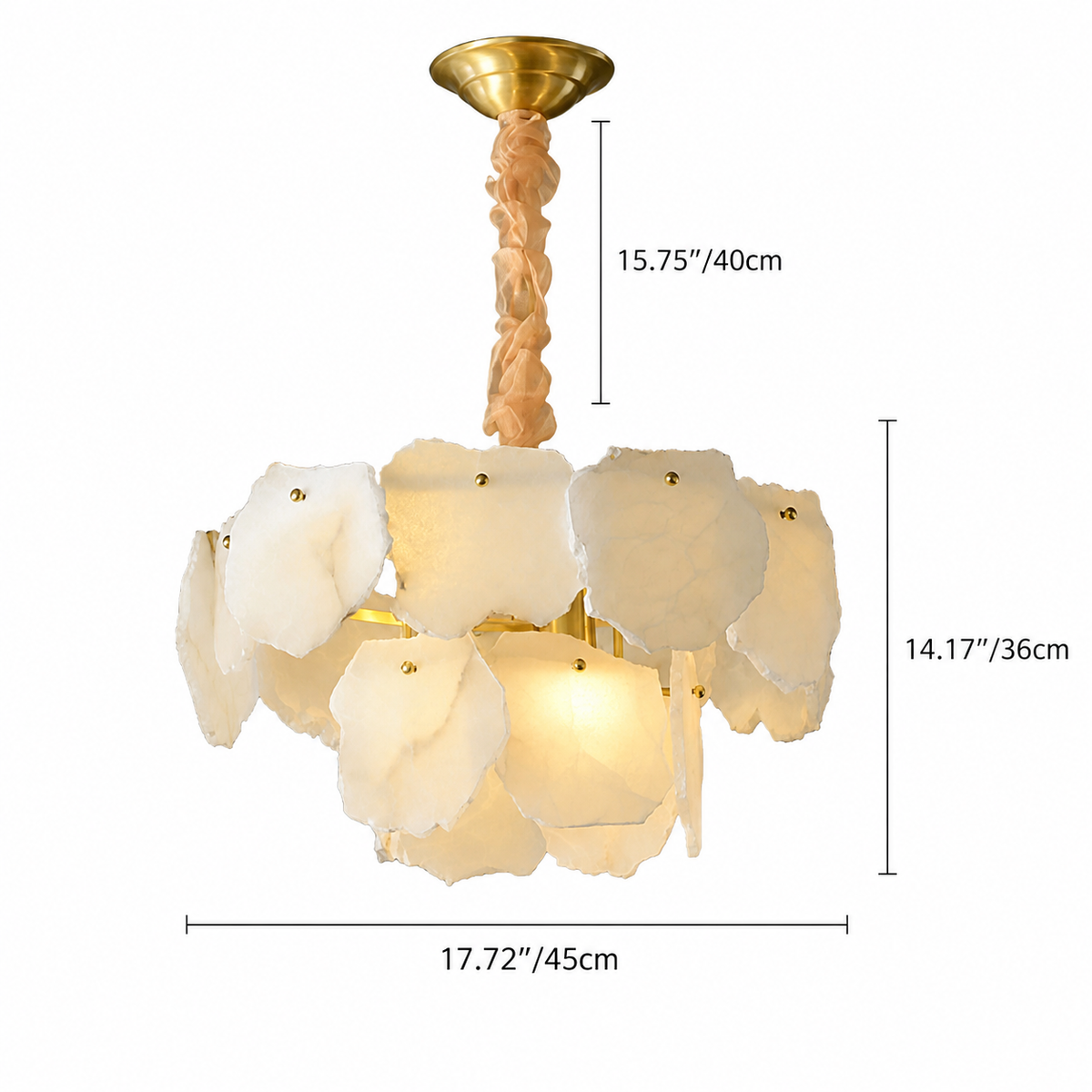 Celestara Spanish Alabaster French Art Deco Chandelier 17.7" 23.6" 31.5"