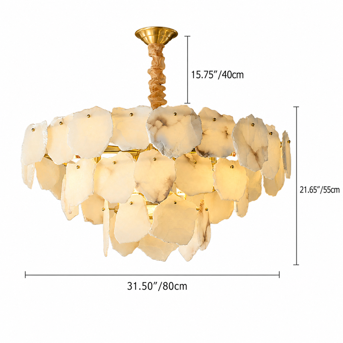 Celestara Spanish Alabaster French Art Deco Chandelier 17.7" 23.6" 31.5"