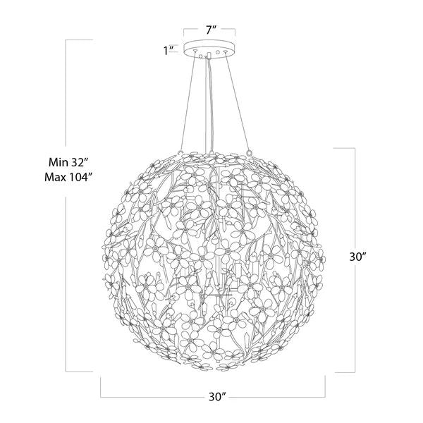 Cherish 8 Lights Spherical Chandelier 30"D