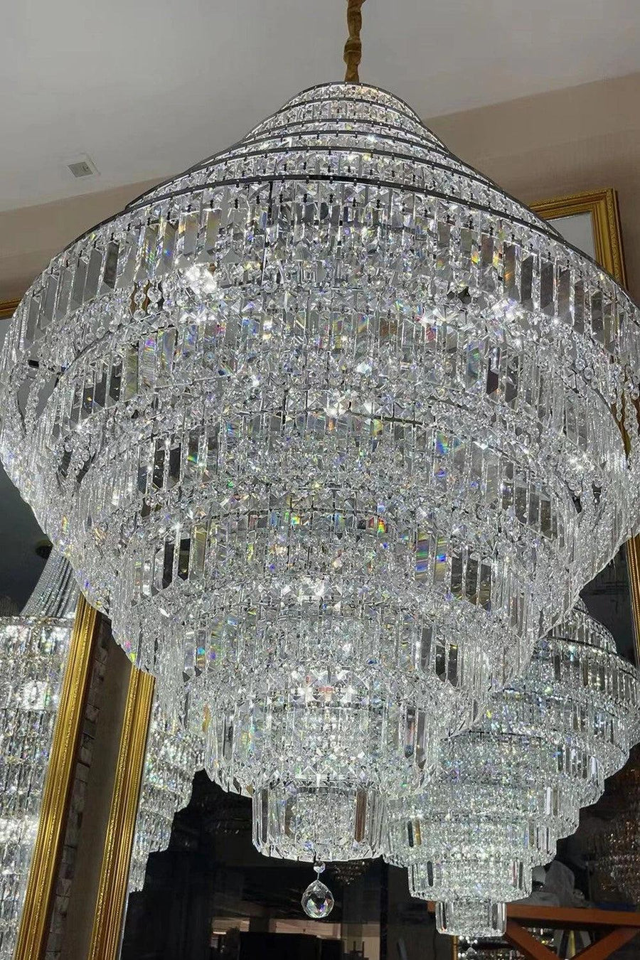 Chrome/ Silver Extra Large Chandelier For Foyer Living Room Staircase Crystal Ceiling Lighting Fixture
