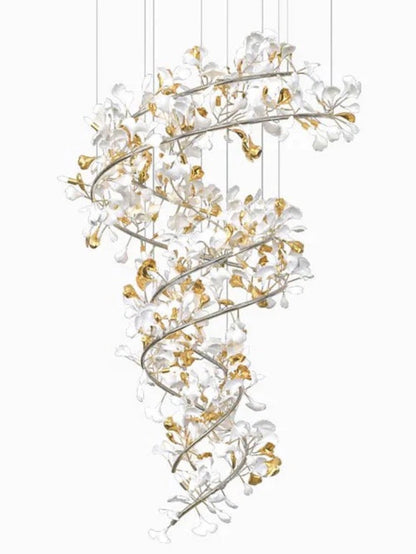 Art Design Ceramic Ginkgo Chandelier for Living Room/Staircase/Entryway/Foyer
