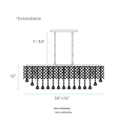Cinderella Crystal Rectangular Chandelier 12 Light