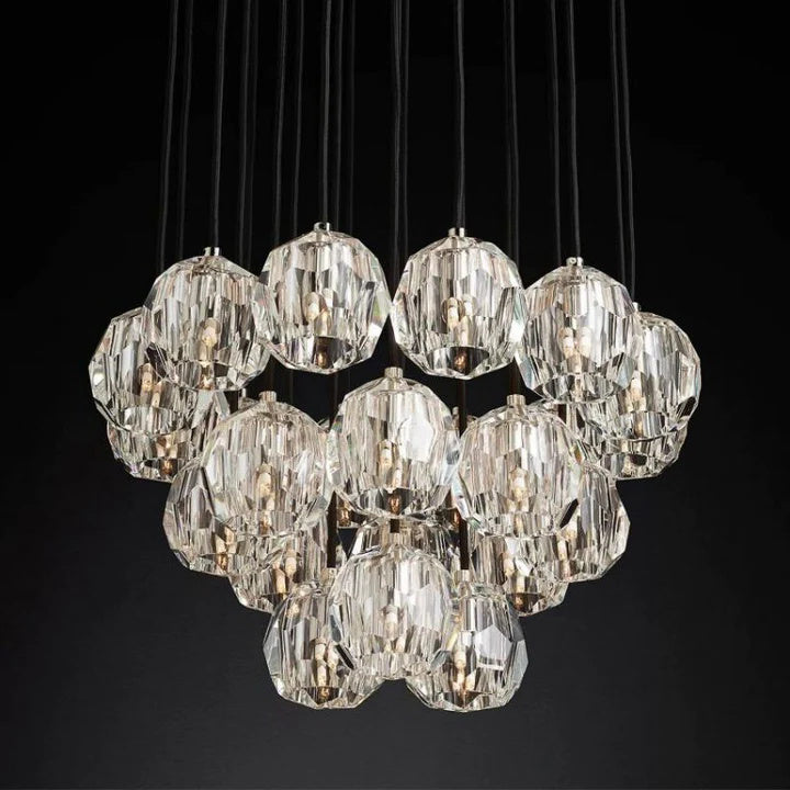 Luxury Balle Clear Crystal Round Cluster Chandelier 24"
