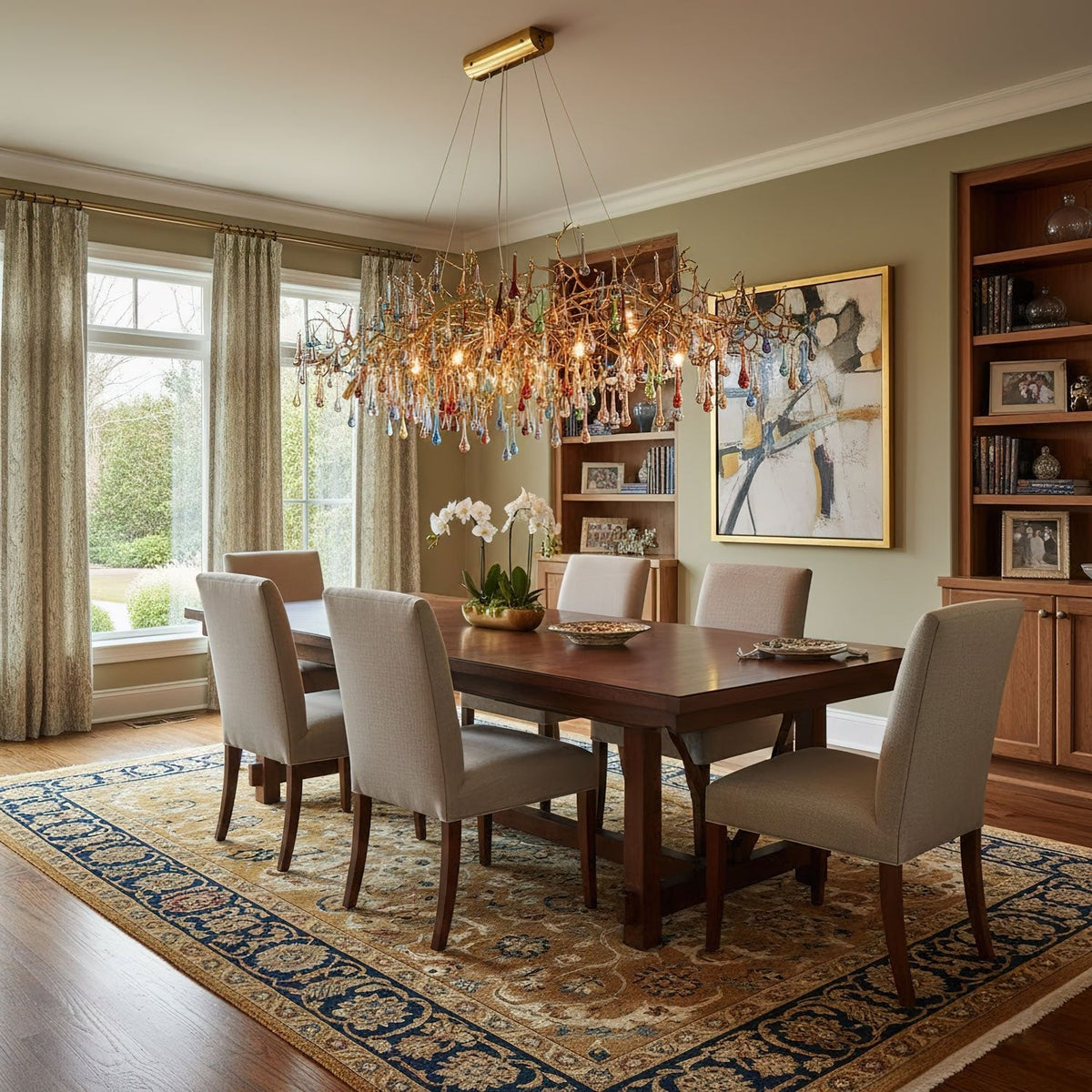 Colorful Raindrop Brass Branch Chandelier - Vakkerlight