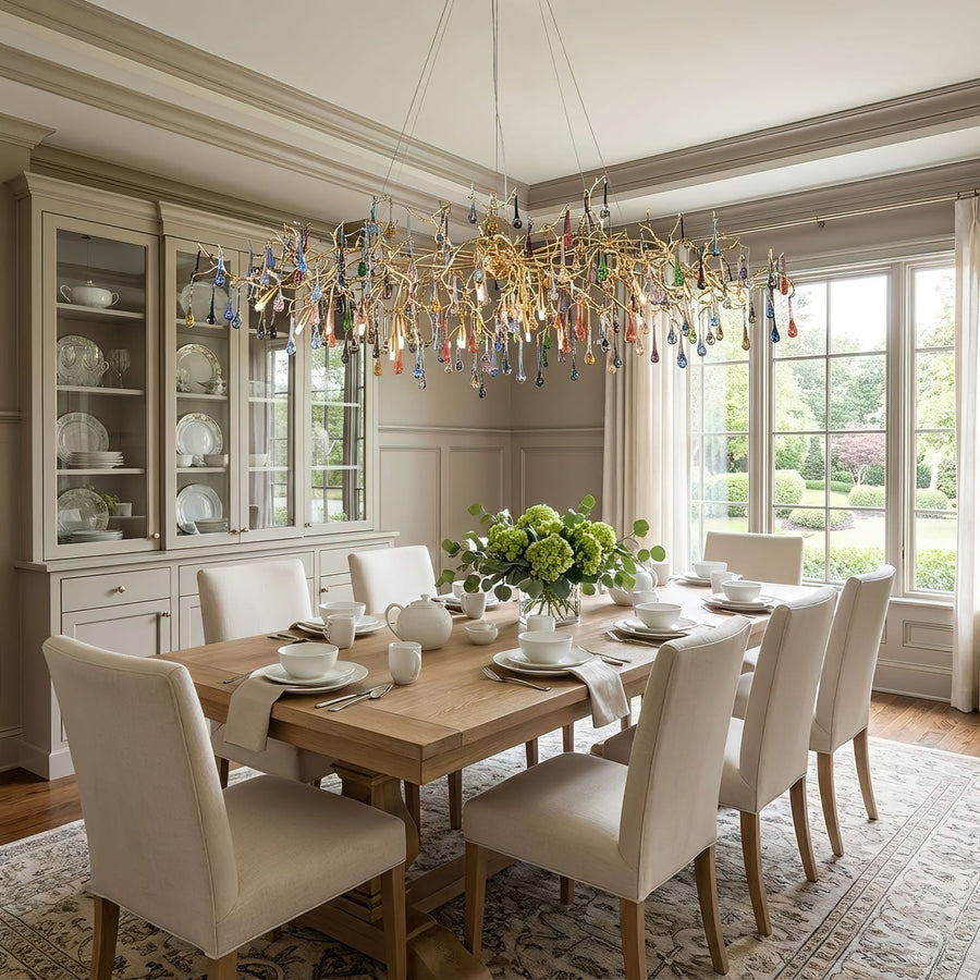Colorful Raindrop Brass Branch Chandelier - Vakkerlight