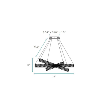 Crystal Elegance LED Chandelier 3 Rectangles