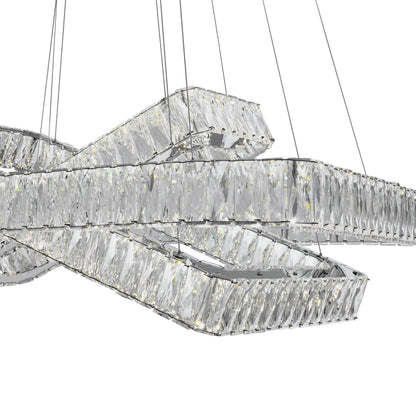 Crystal Elegance LED Chandelier 3 Rectangles