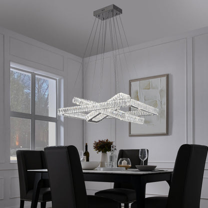 Crystal Elegance LED Chandelier 3 Rectangles