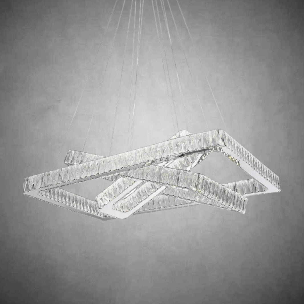 Crystal Elegance LED Chandelier 3 Rectangles