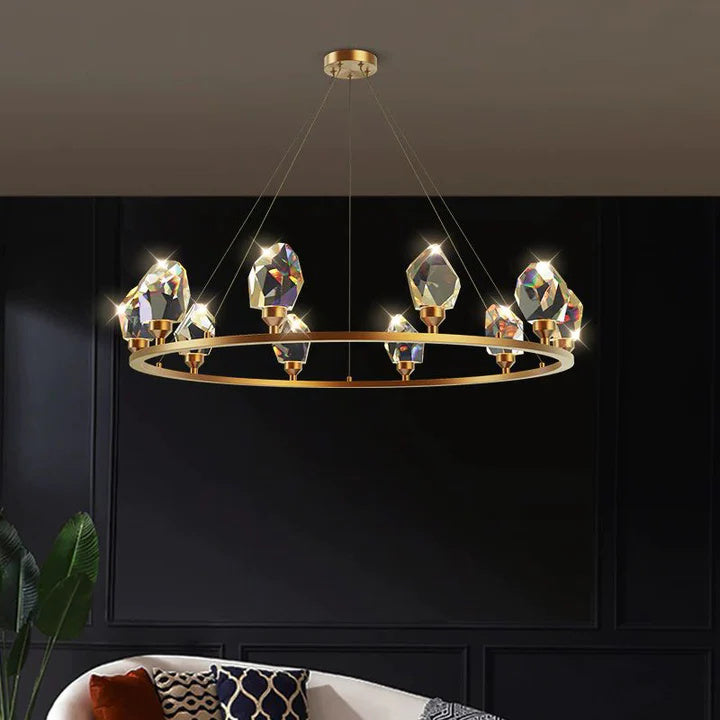 Alan Round Crystal Chandelier for Living Room Bedroom Dining Table