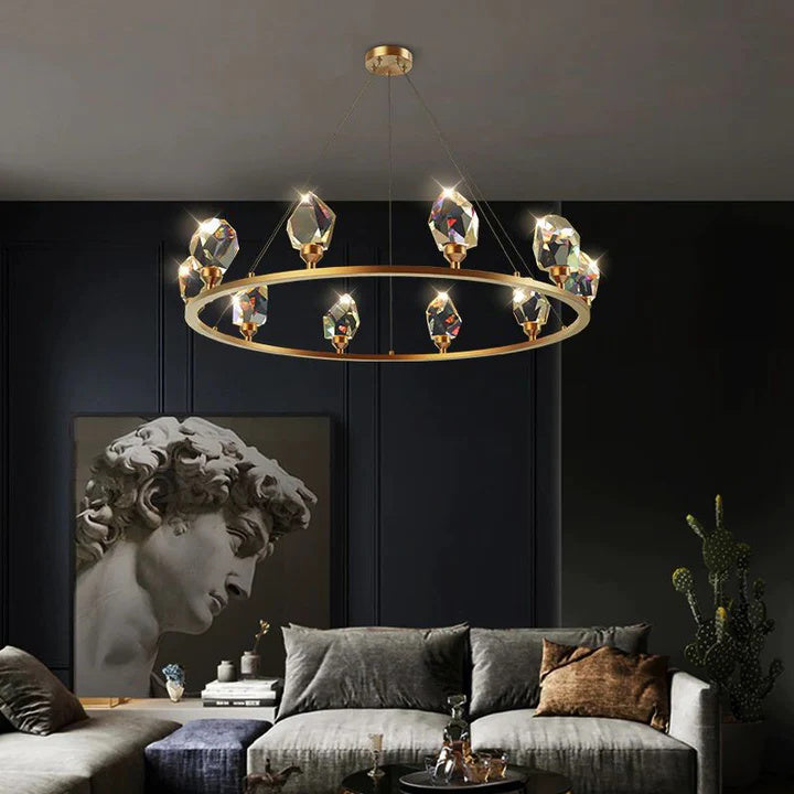 Alan Round Crystal Chandelier for Living Room Bedroom Dining Table