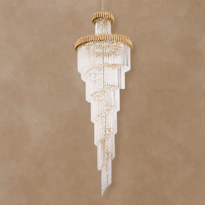 Crystal Spiral Chandelier – Gold Finish, 39‑in Diameter