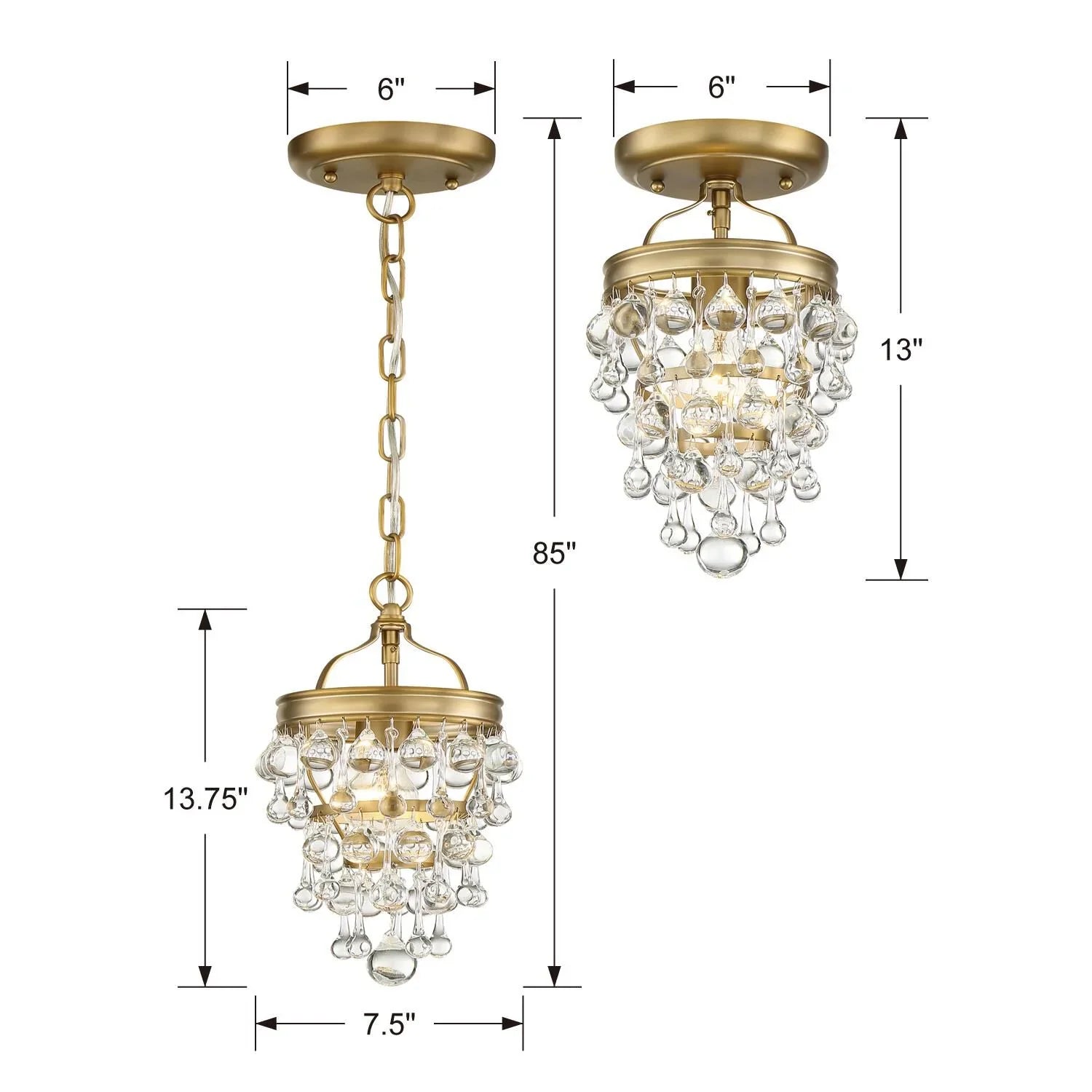 Crystorama Calypso 7 Inch Mini Chandelier Clear Crystal