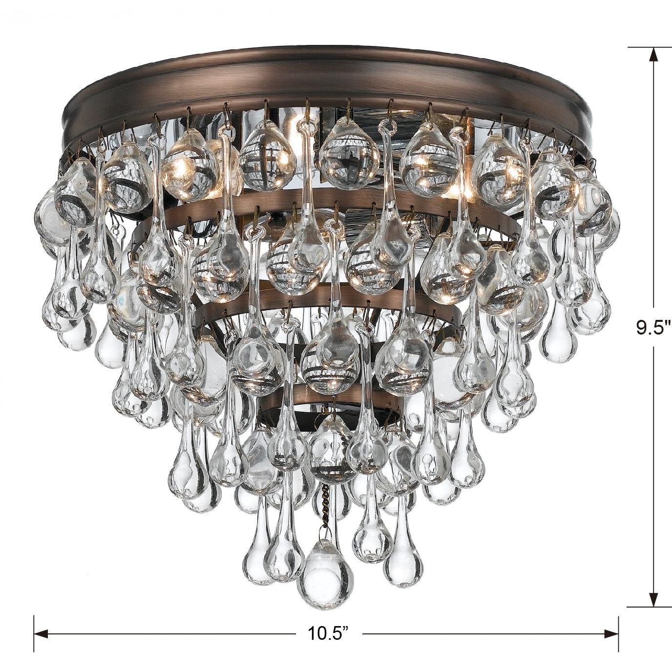 Calypso 10-Inch 3-Light Semi Flush Mount Crystal Chandelier