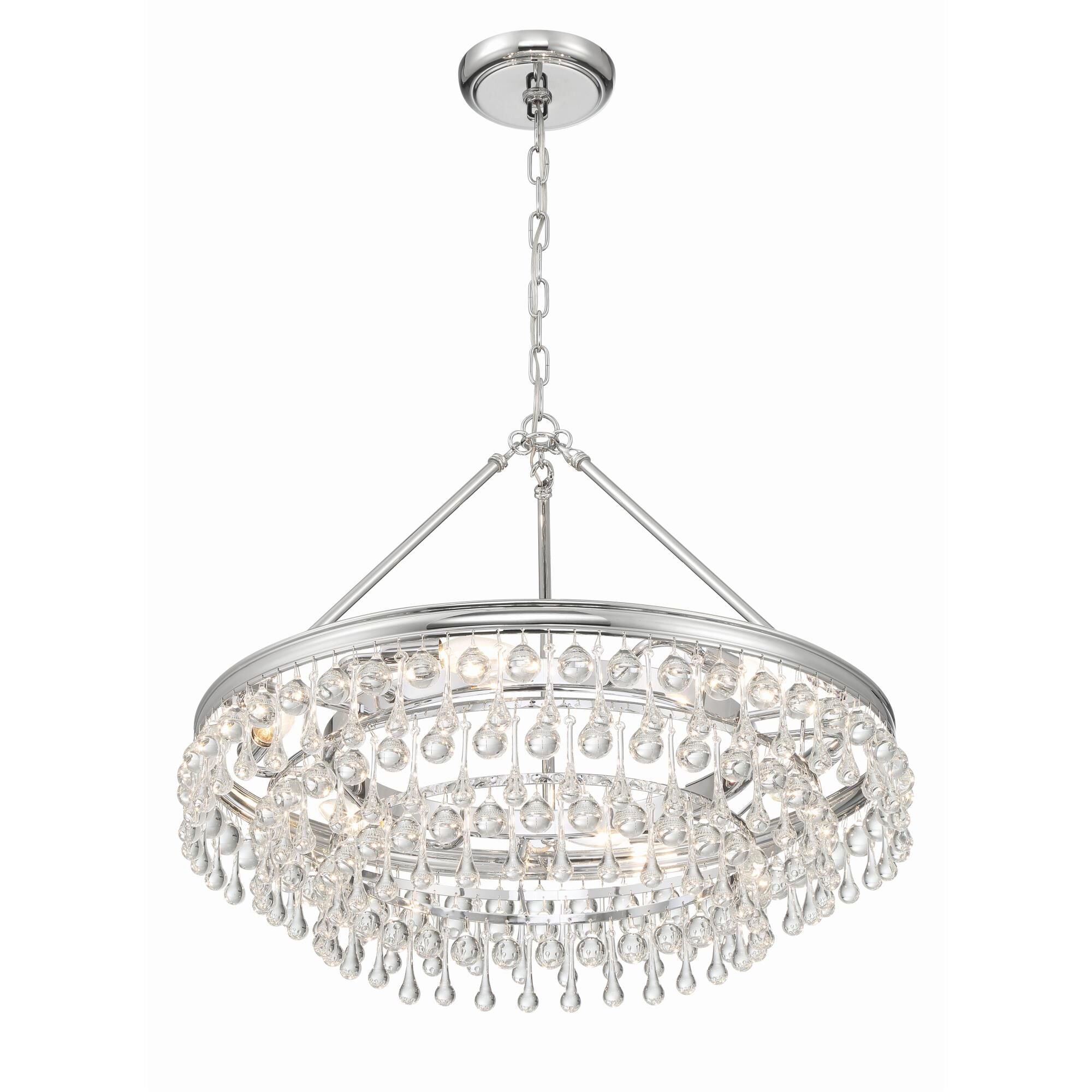 Calypso 25 Inch 6-Light Polished Chrome Crystal Chandelier Lighting
