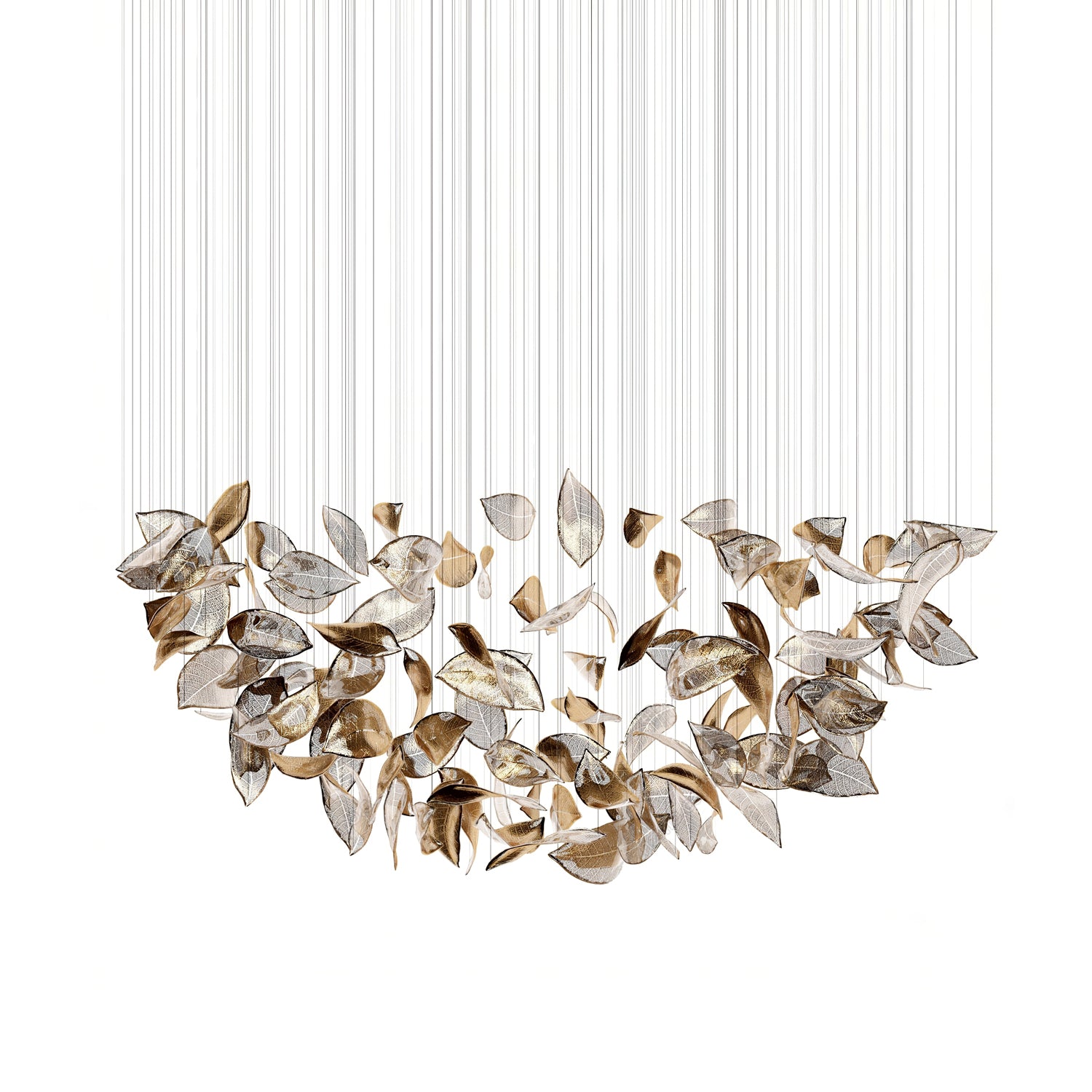 Shake Leaves Chandelier,Luxury High-End Glass Leaves Floating Chandelier for Hotel/Villa/Living Room