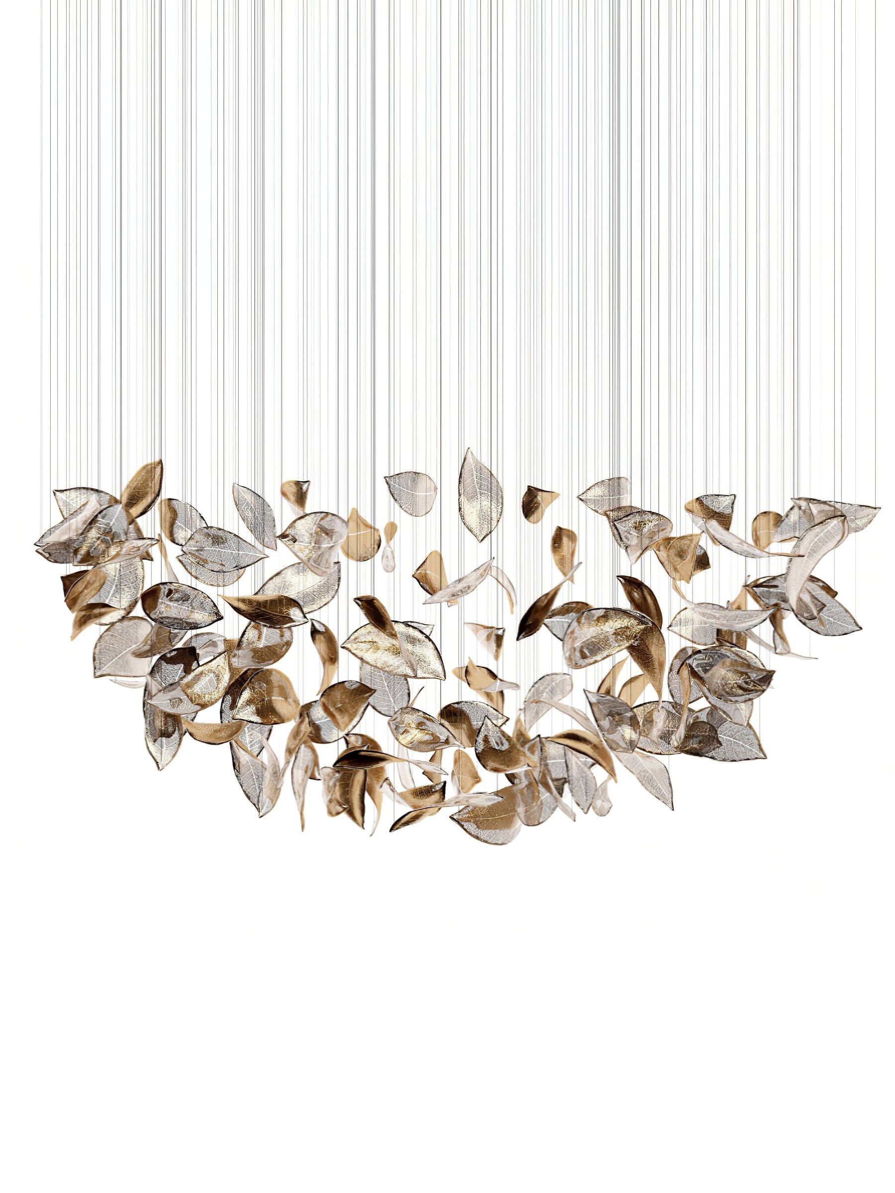 Shake Leaves Chandelier,Luxury High-End Glass Leaves Floating Chandelier for Hotel/Villa/Living Room