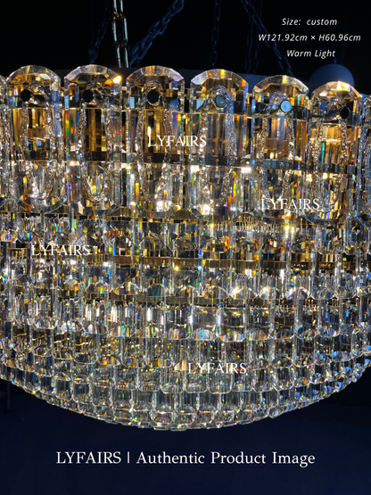 Golden Era Luxury Grand Fountain Crystal Chandelier for Staircase/Foyer/Living Room