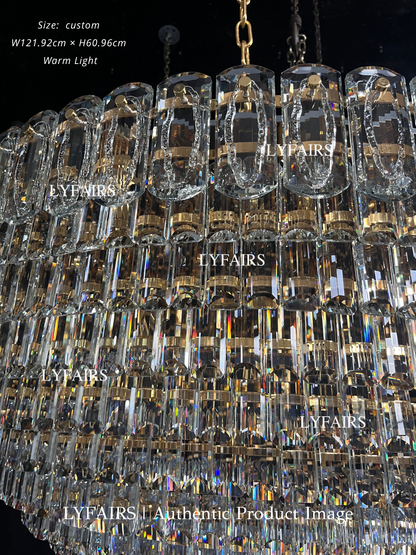Golden Era Luxury Grand Fountain Crystal Chandelier for Staircase/Foyer/Living Room