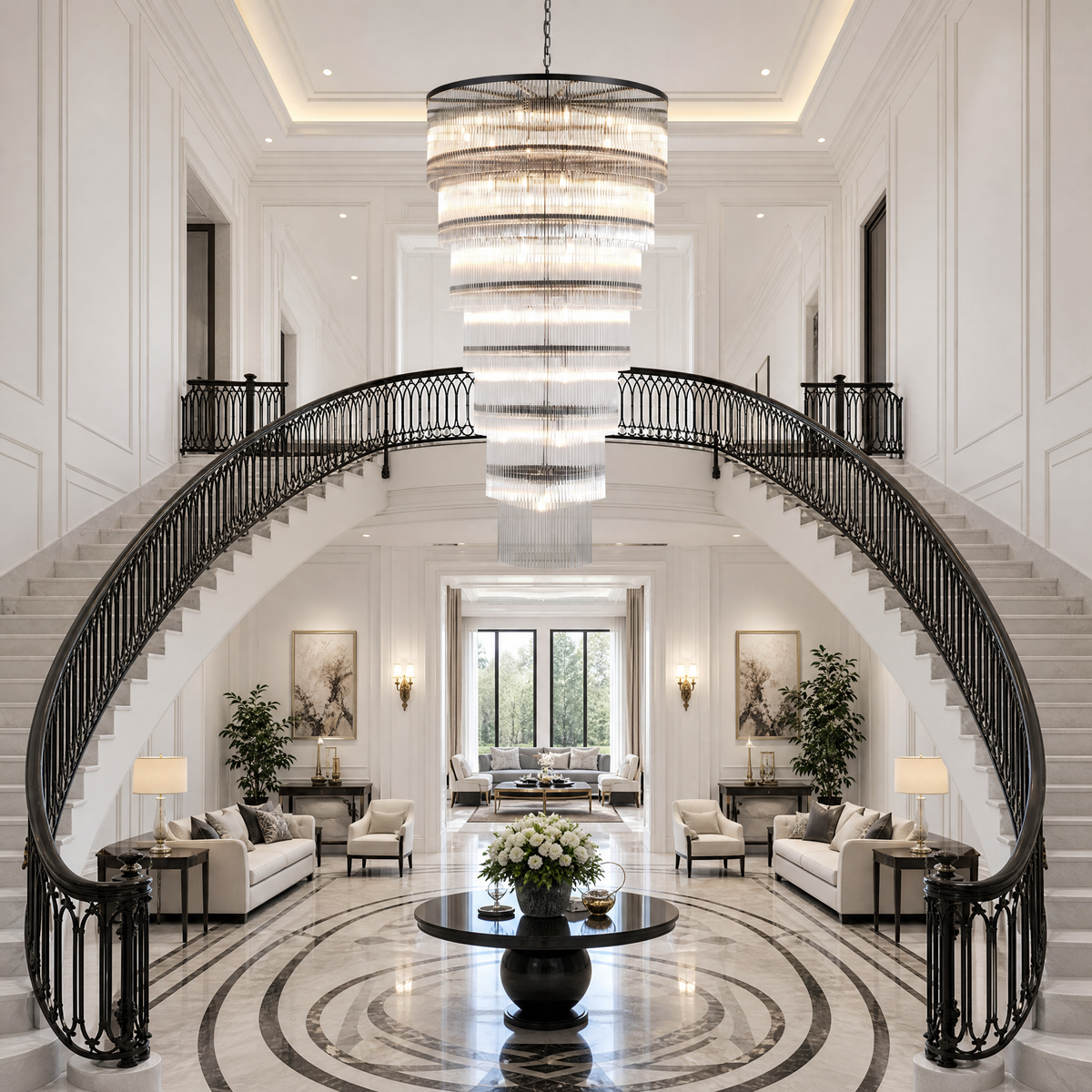 D990 Seven-Layer Striped Column Stair Light - Black