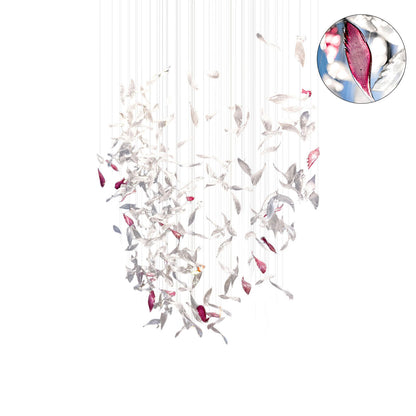 Flying Glass Feather Chandelier, Modern Spiral Glass Customisable Chandelier